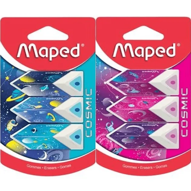 Cosmic Erasers Maped Pink/Blue Triangular 6 Pack